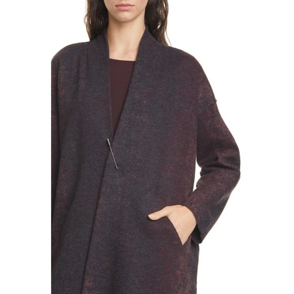 NWT Womens Size Large Eileen Fisher Oxidized Open Front Wool Blend Kimono Coat - Picture 5 of 7